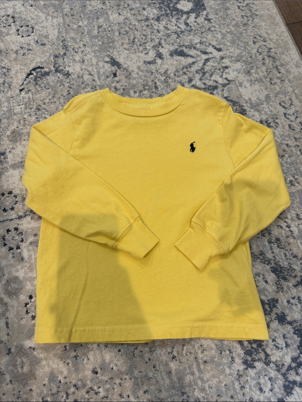 Ralph Lauren Bright Yellow Long-Sleeve Kids Tee with Navy Pony
